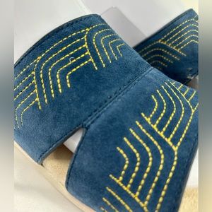 Spenco Twilight Ellie Women's Suede Leather Orthotic Slide Sandal Blue‎ 9.5 EUC